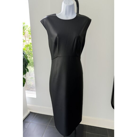 Express Faux Black Leather Sleeveless Sheath Midi Dress Size L NEW W/ TAGS - Picture 1 of 4